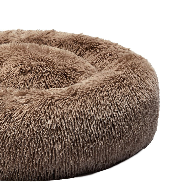 PaWz Pet Bed Cat Dog Donut Nest Calming Mat Kennel Cave Deep Sleeping Brown XXXL