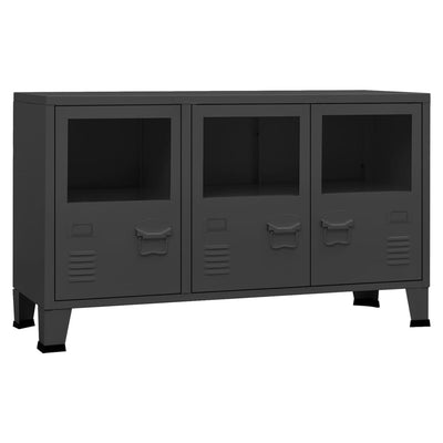 Industrial Sideboard Anthracite 105x35x62 cm Metal and Glass Payday Deals