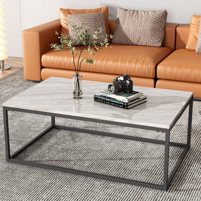 Industrial Style Marble Effect Rectangular Coffee Table Payday Deals