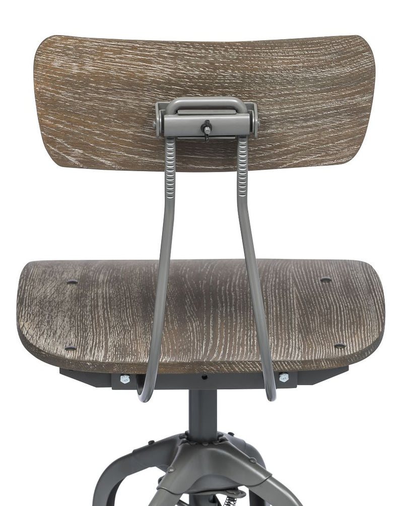 Industrial Swivel Height Adjustable Grey Oak Wood Bar Stool Chair with Back Payday Deals