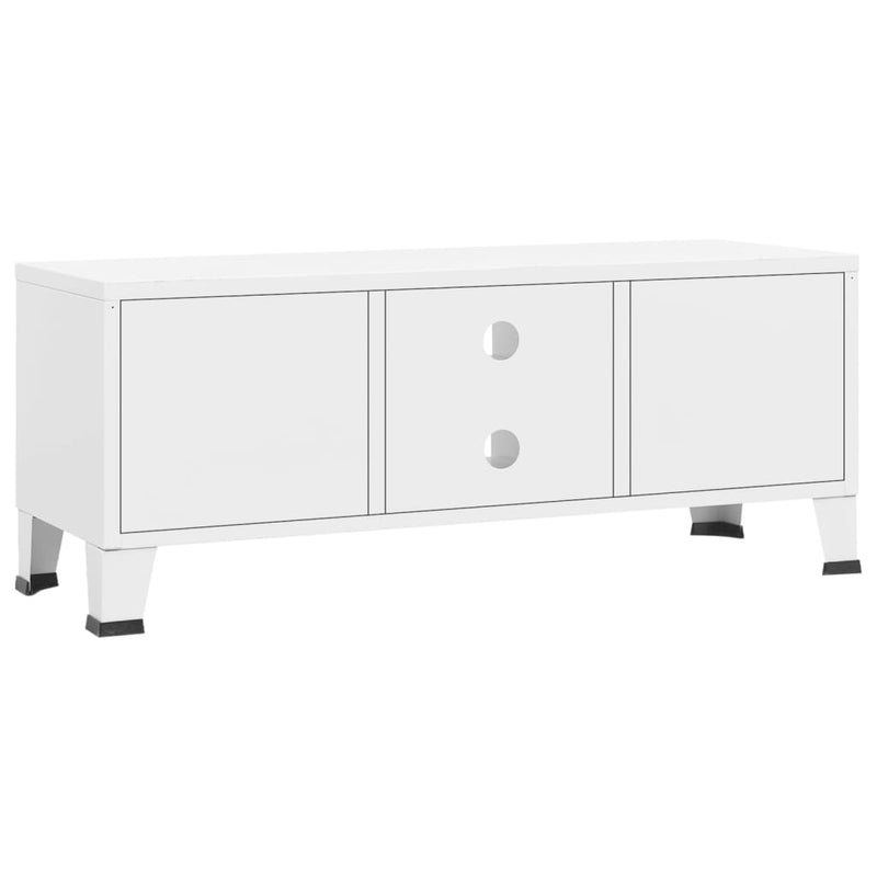 Industrial TV Cabinet White 105x35x42 cm Metal Payday Deals