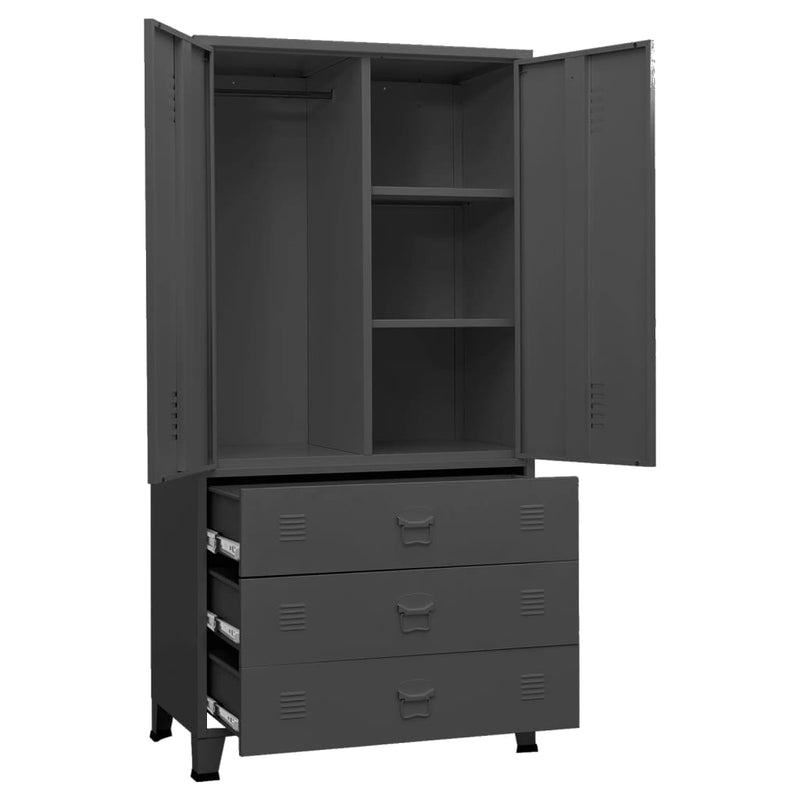 Industrial Wardrobe Anthracite 90x50x180 cm Metal Payday Deals