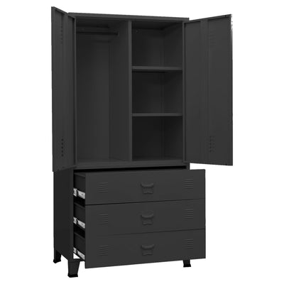 Industrial Wardrobe Black 90x50x180 cm Metal Payday Deals