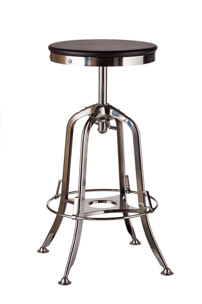 Industrial Wooden Height Adjustable Swivel Bar Stool - Nickel Black Payday Deals