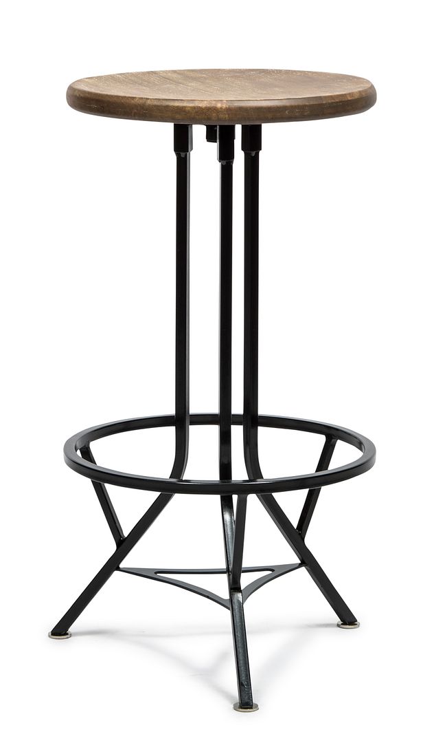 Industrial Wooden Iron Swivel Bar Stool - Black Rustic Payday Deals