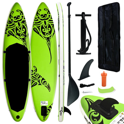 Inflatable Stand Up Paddleboard Set 366x76x15 cm Green Payday Deals