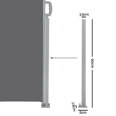 Instahut 1.8X6M Retractable Side Awning Garden Patio Shade Screen Panel Grey Payday Deals