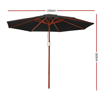 Instahut 2.7M Outdoor Pole Umbrella Cantilever Stand Garden Umbrellas Patio Black Payday Deals