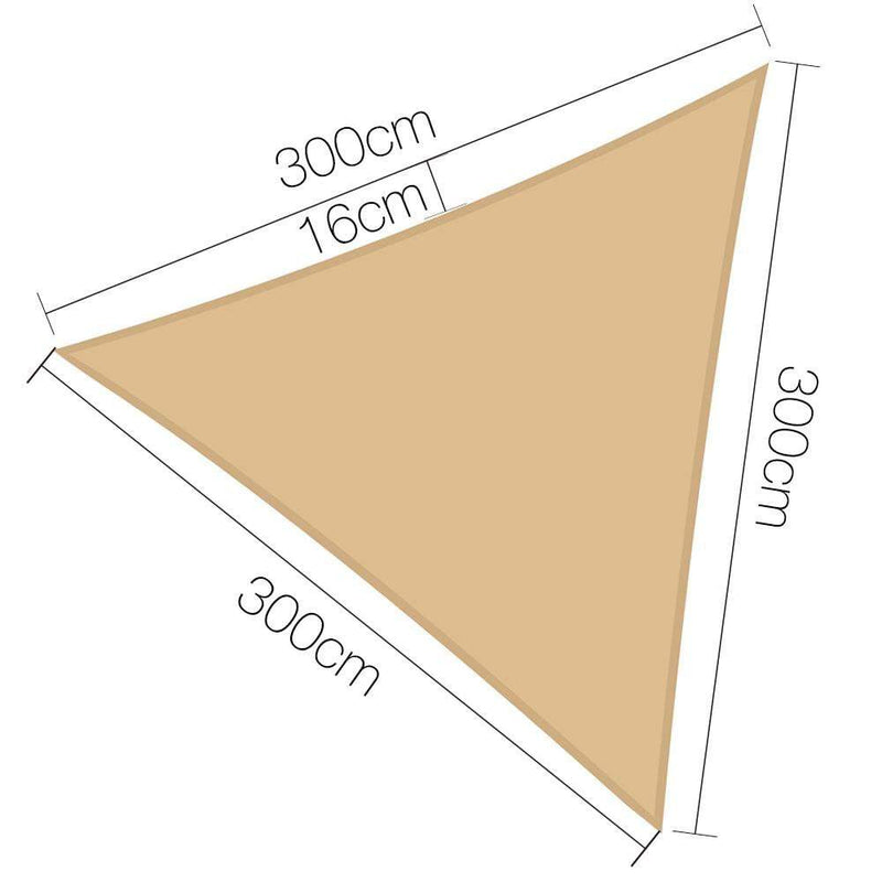 Instahut 3 x 3 x3m Triangle Shade Sail Cloth - Sand Beige