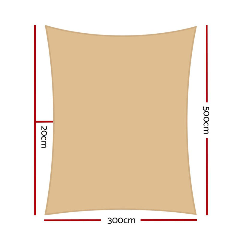 Instahut 3 x 5m Waterproof Rectangle Shade Sail Cloth - Sand Beige Payday Deals