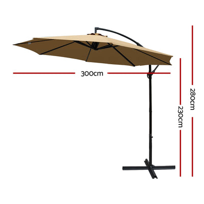 Instahut 3M Cantilevered Outdoor Umbrella - Beige Payday Deals