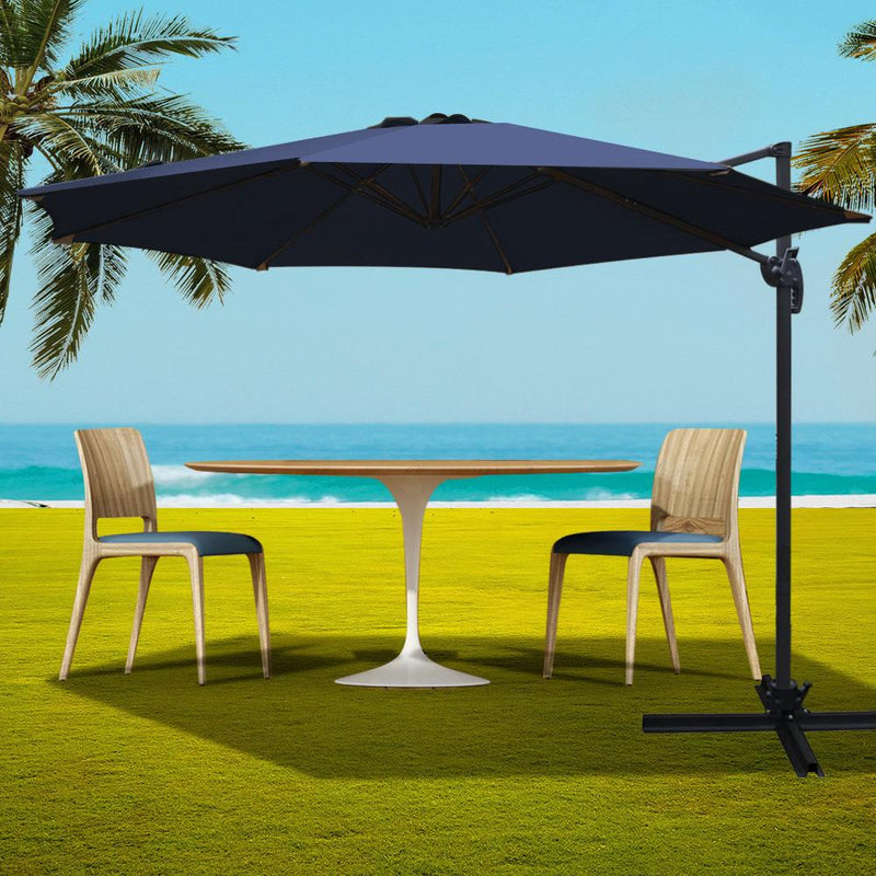 Instahut 3M Roma Outdoor Furniture Garden Umbrella 360 Degree Navy Payday Deals