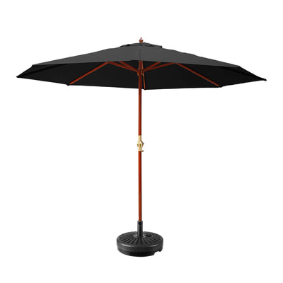 Instahut 3M Umbrella with Base Outdoor Pole Umbrellas Garden Stand Deck Black Payday Deals
