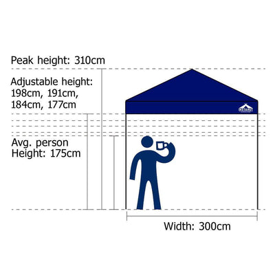 Instahut Gazebo Pop Up Marquee 3x3m Outdoor Tent Folding Wedding Gazebos Navy Payday Deals