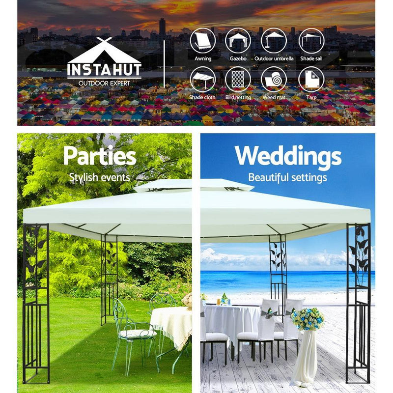 Instahut 4x3m Gazebo Party Wedding Event Marquee Tent Shade Iron Art Canopy