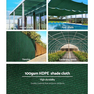 Instahut 50% Sun Shade Cloth Shadecloth Sail Roll Mesh 1.83x10m 100gsm Green