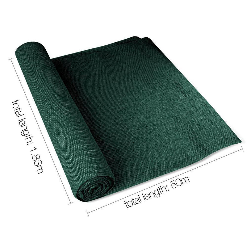 Instahut 50% UV Sun Shade Cloth Shadecloth Sail Roll Mesh Garden Outdoor 1.83x50m Green