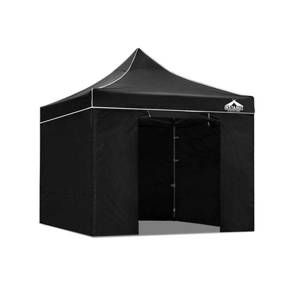 Instahut Aluminium Pop Up Gazebo Outdoor Folding Marquee Tent 3x3m Black