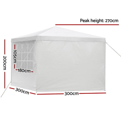 Instahut Gazebo 3x3m Outdoor Marquee Side Wall Party Wedding Tent Camping White 4 Panel Payday Deals