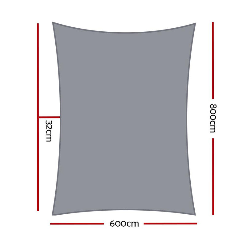 Instahut Sun Shade Sail Cloth Shadecloth Outdoor Canopy Rectangle 280gsm 6x8m Payday Deals