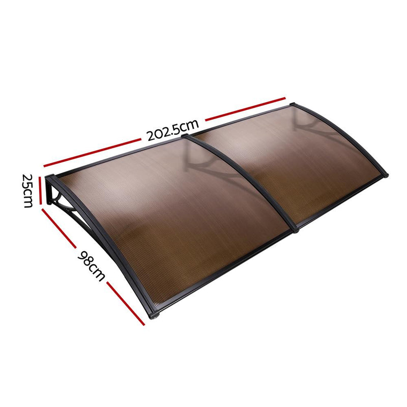 Instahut Window Door Awning Door Canopy Patio UV Sun Shield BROWN 1mx2m DIY Payday Deals