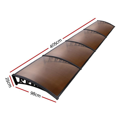 Instahut Window Door Awning Door Canopy Patio UV Sun Shield BROWN 1mx4m DIY Payday Deals