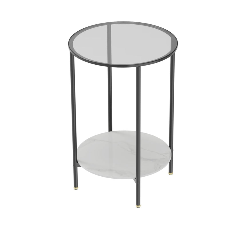 Interior Ave - Cosmopolitan Two Tier Mix Side Table - Marble & Glass Payday Deals