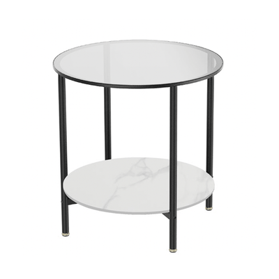 Interior Ave - Cosmopolitan Two Tier Mix Side Table - Marble & Glass