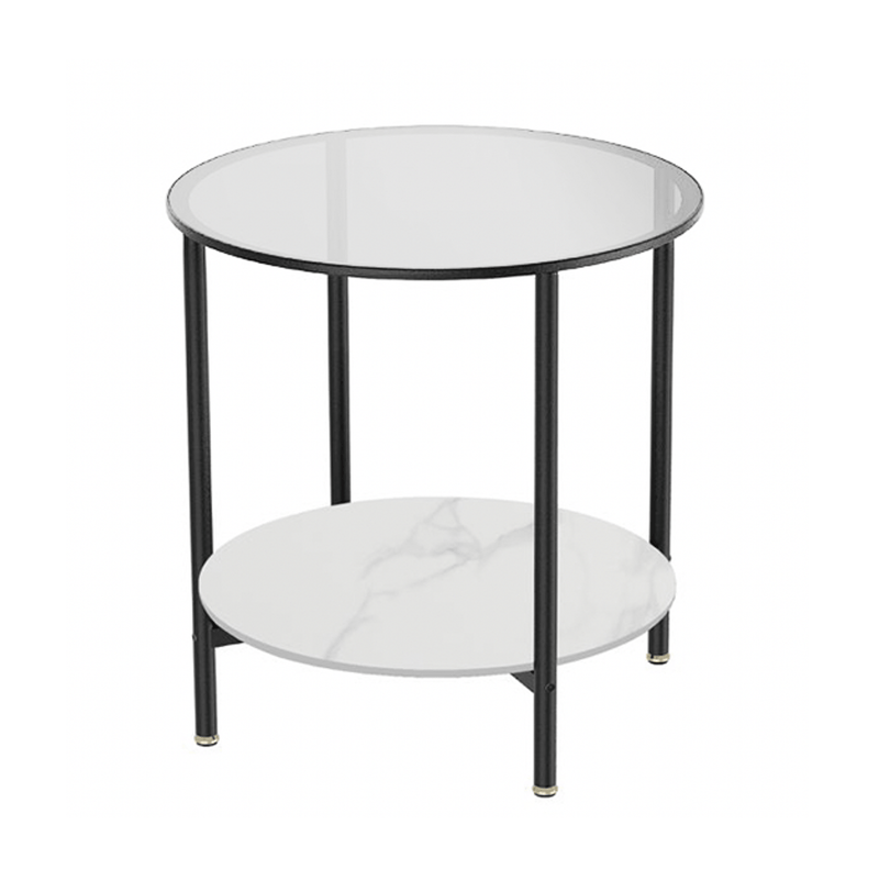 Interior Ave - Cosmopolitan Two Tier Mix Side Table - Marble & Glass Payday Deals