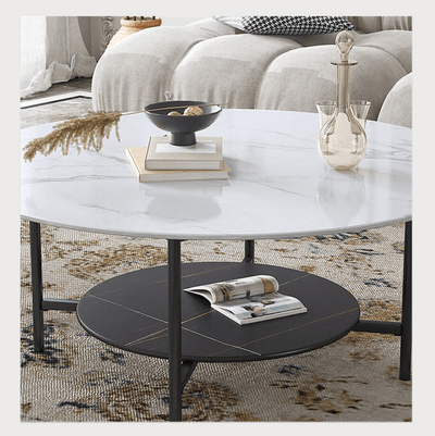 Interior Ave - Duke Round Two Tier Stone Coffee Table Payday Deals