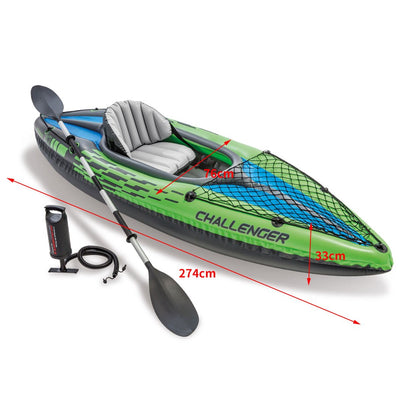 Intex Kayak Boat Inflatable K1 Sports Challenger 1 Seat Floating Oars River Lake Payday Deals