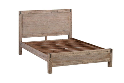 King size Bed Frame in Solid Acacia Wood with Medium High Headboard in Oak Colour