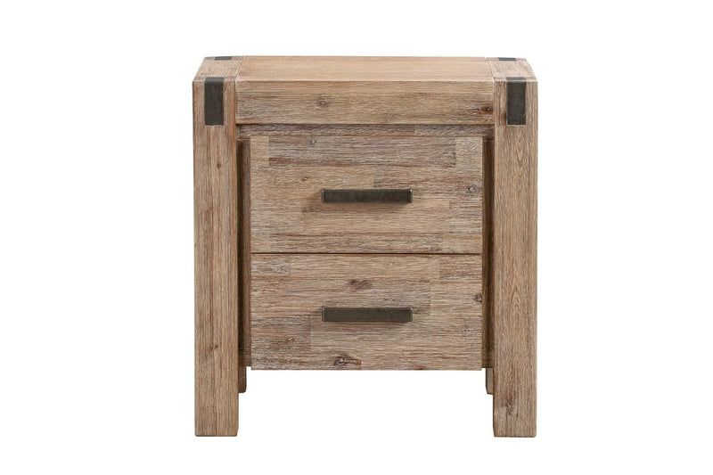 Bedside Table 2 drawers Night Stand in Solid Acacia Wood Oak Colour Payday Deals