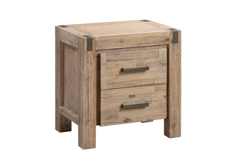 Bedside Table 2 drawers Night Stand in Solid Acacia Wood Oak Colour Payday Deals