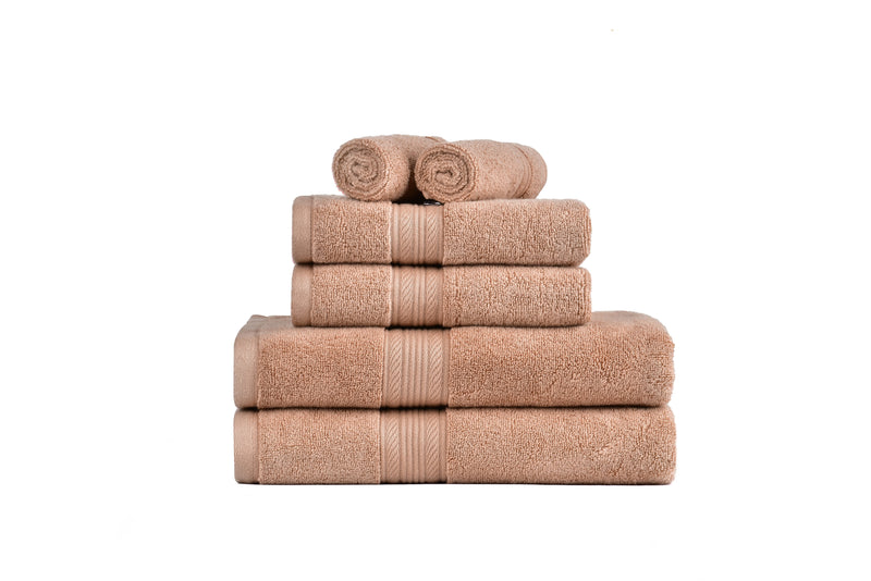 Amelia 500GSM 100% Cotton Towel Set -Zero Twist 6 Pieces -Dusty Coral - Payday Deals