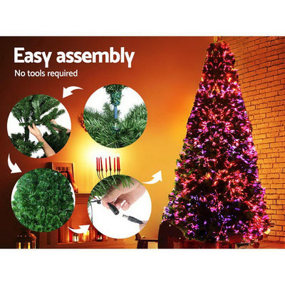 Jingle Jollys 1.8M 6FT LED Christmas Tree Optic Fiber Xmas Multi Colour Lights Payday Deals