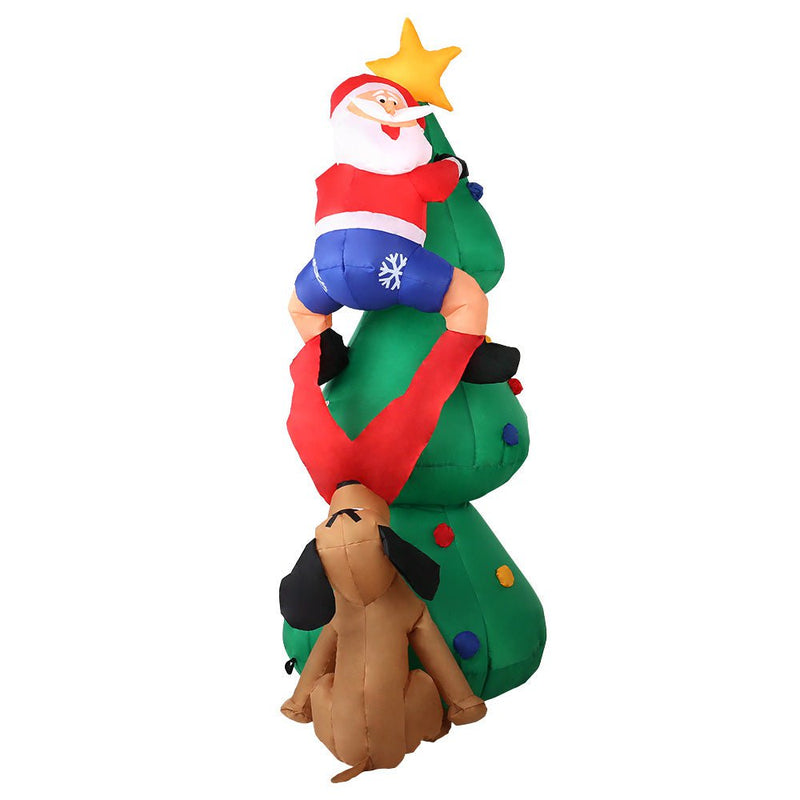 Jingle Jollys 1.8M Christmas Inflatable Santa on Tree Lights Xmas Decor Airblown Payday Deals