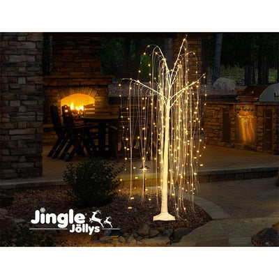 Jingle Jollys 1.8M LED Christmas Tree Willow Xmas Fibre Optic Warm White Lights Payday Deals