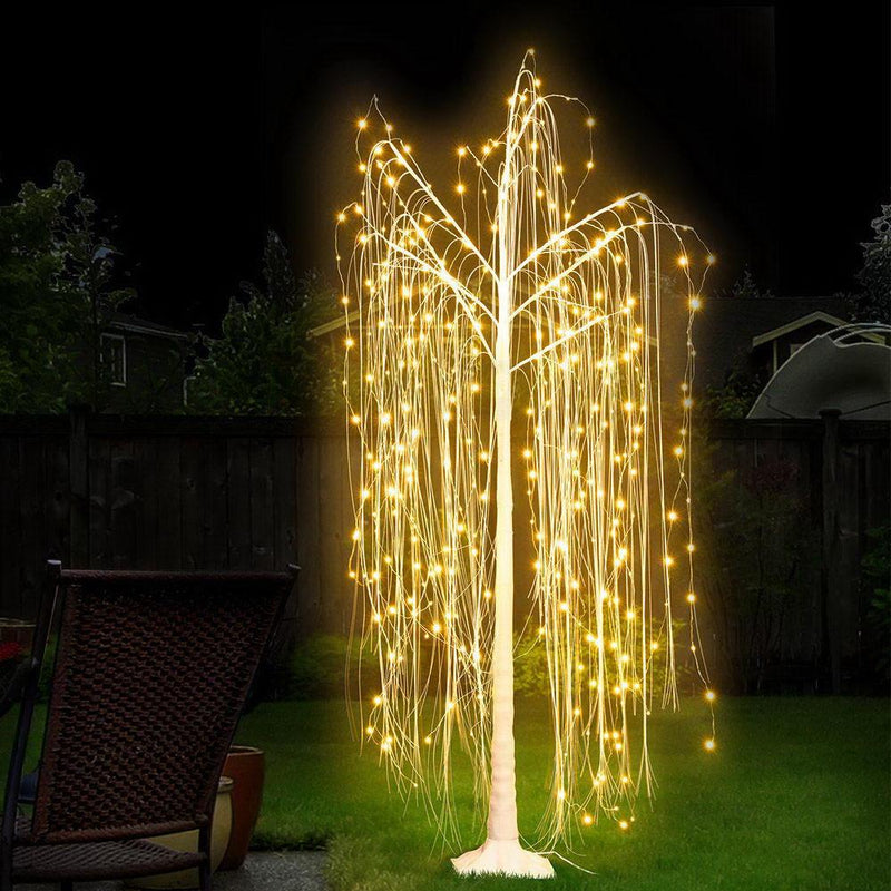 Jingle Jollys 1.8M LED Christmas Tree Willow Xmas Fibre Optic Warm White Lights Payday Deals