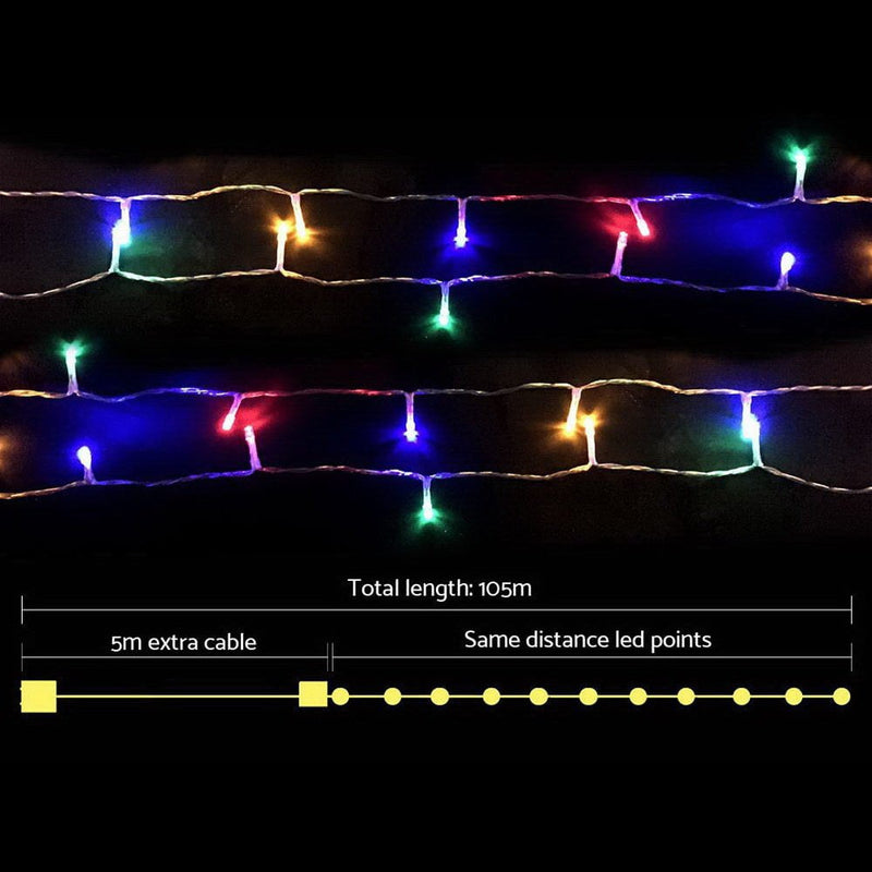 Jingle Jollys 100M Christmas String Lights 500LED Multi Colour Payday Deals