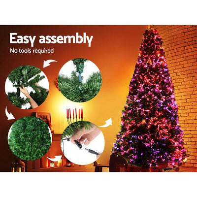 Jingle Jollys 2.1M 7FT LED Christmas Tree Optic Fiber Xmas Multi Colour Lights Payday Deals