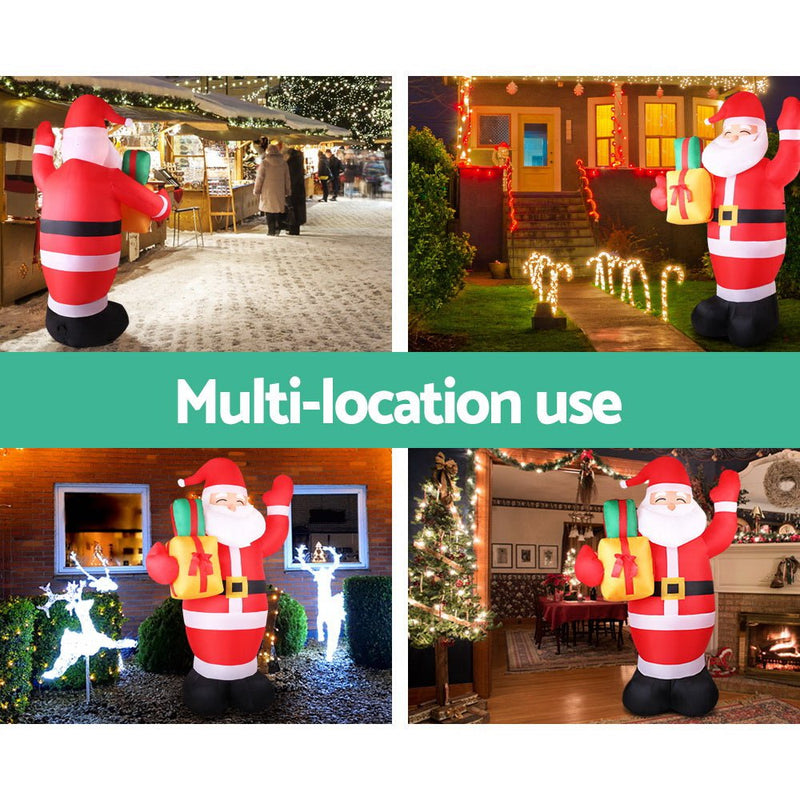 Jingle Jollys 2.4M Christmas Inflatables Santa Xmas Light Decor LED Airpower Payday Deals