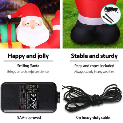 Jingle Jollys 2.4M Christmas Inflatables Santa Xmas Light Decor LED Airpower Payday Deals