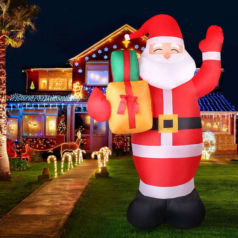 Jingle Jollys 2.4M Christmas Inflatables Santa Xmas Light Decor LED Airpower Payday Deals