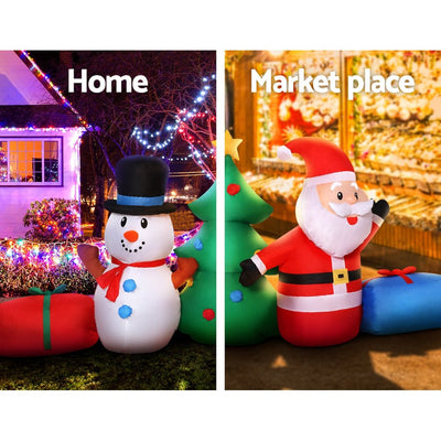 Jingle Jollys 2.7M Christmas Inflatable Tree Snowman Lights Outdoor Decorations Payday Deals