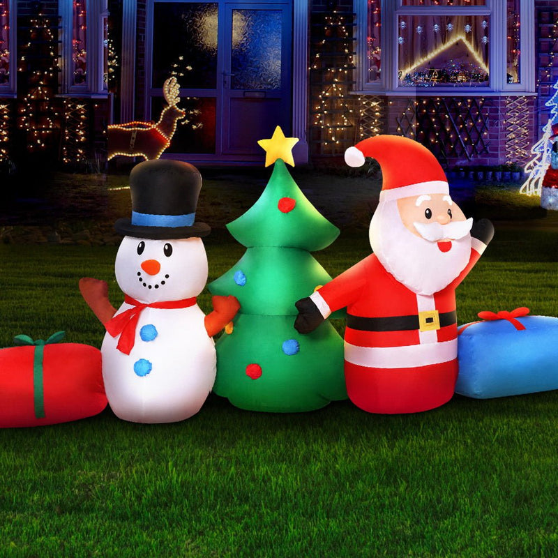 Jingle Jollys 2.7M Christmas Inflatable Tree Snowman Lights Outdoor Decorations Payday Deals
