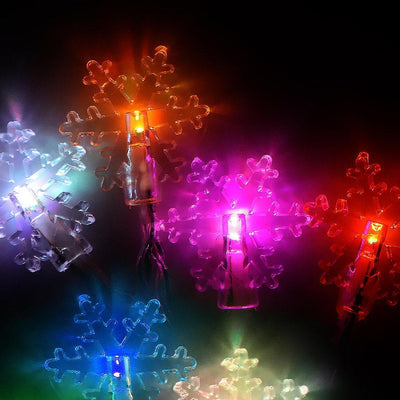 Jingle Jollys 20M Christmas Snowflake String Lights - Multi Colour