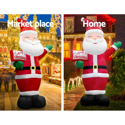 Jingle Jollys 3.6M Christmas Inflatable Greeting Santa Xmas Decor LED Airpower
