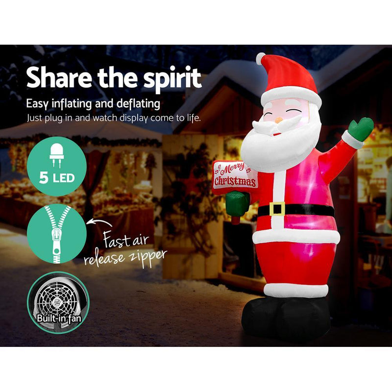 Jingle Jollys 3.6M Christmas Inflatable Greeting Santa Xmas Decor LED Airpower Payday Deals
