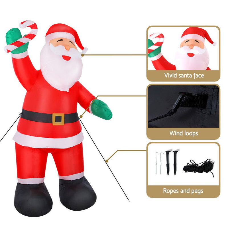 Jingle Jollys 3M Christmas Inflatable Santa Xmas Outdoor Decorations LED Lights Payday Deals